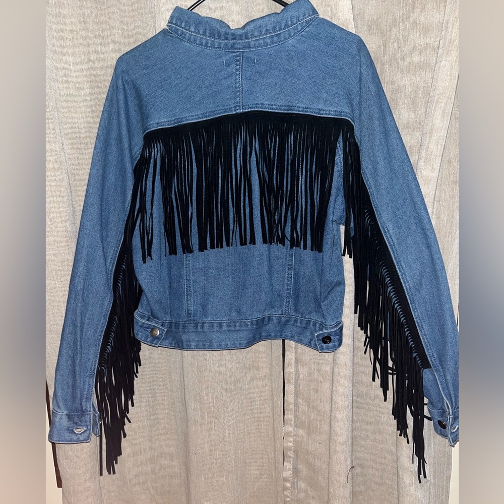 Denim Fringe Jacket - Picture 1 of 3